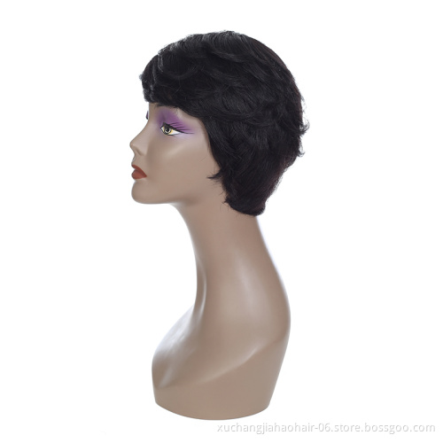 factory store wholesale wigs 100% human hair vendors curly human hair wig 27PCS short pixie cut wig human hair